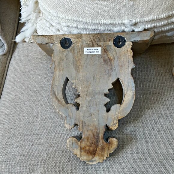 NEW! SET 2 EXQUISITE Carved WOOD WALL SHELVES - Picture 3 of 7